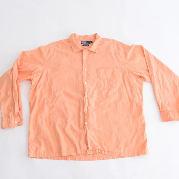 90S Polo By Ralph Lauren Orange Artist Workshirt 100% Cotton Button  Down Shirt - Picture 1 of 10